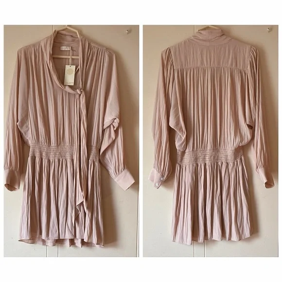 Ramy Brook Blush Pink Tie Neck Winslow Dress